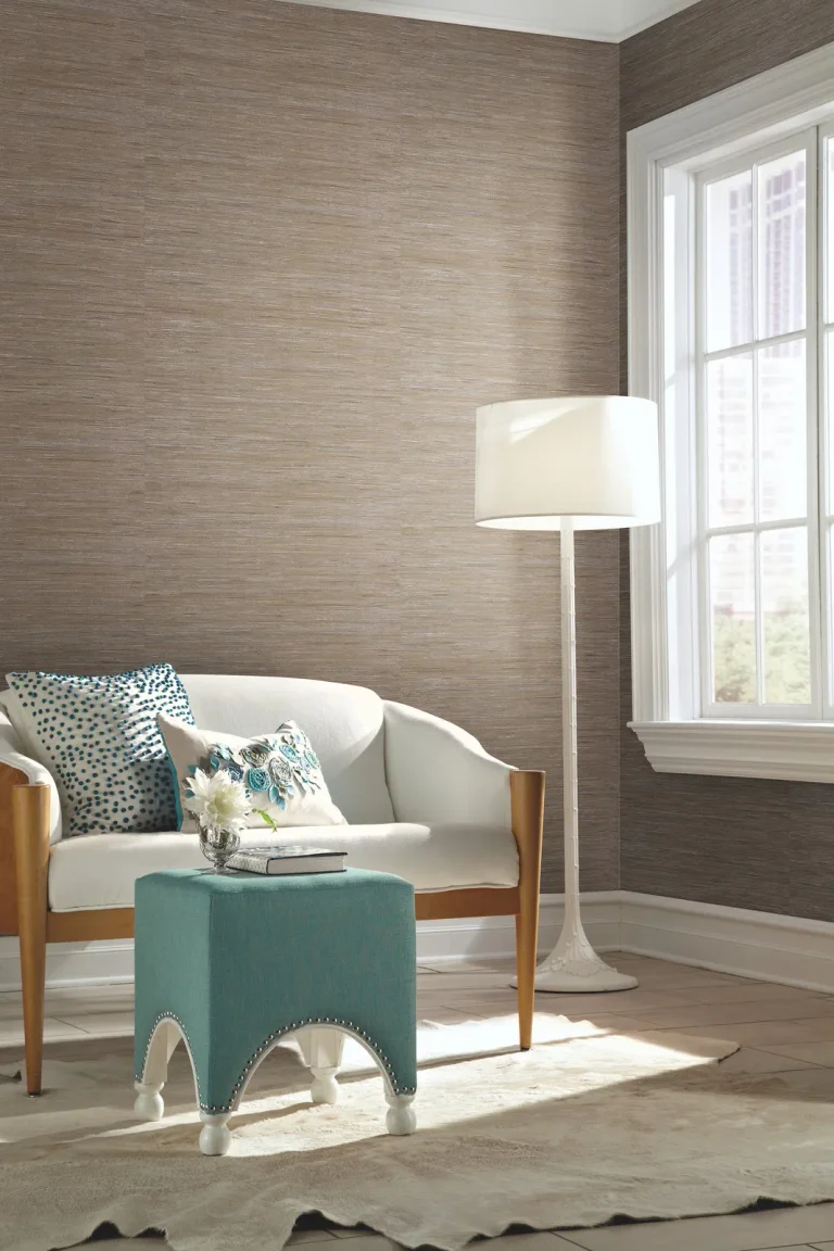 Lustrous Grasscloth Wallpaper - Sand/Silver — Ảnh 3