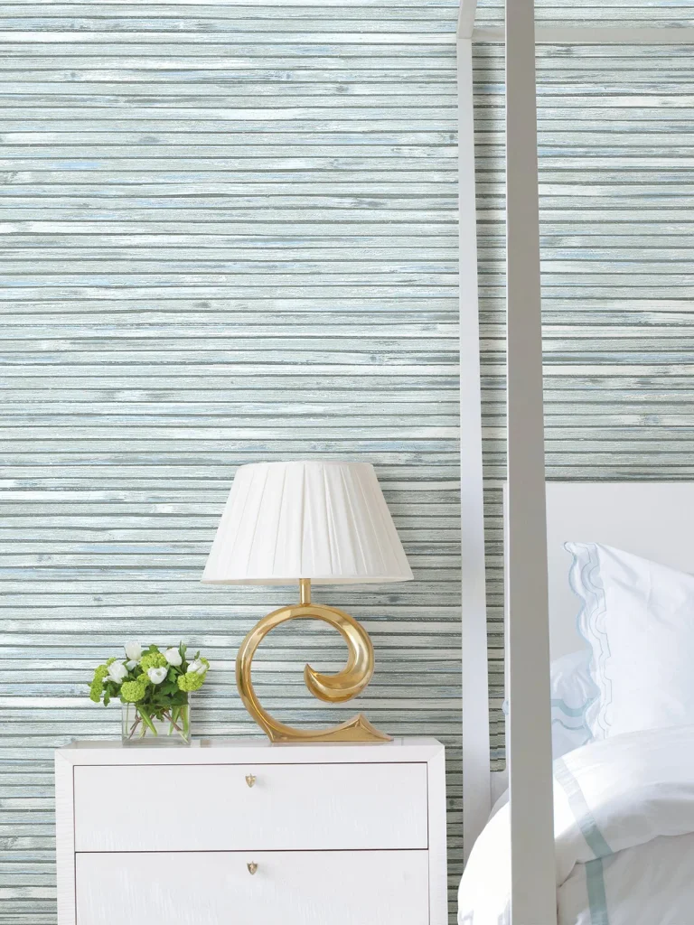 Bellport Wooden Slat Wallpaper - Sky Blue — Ảnh 3