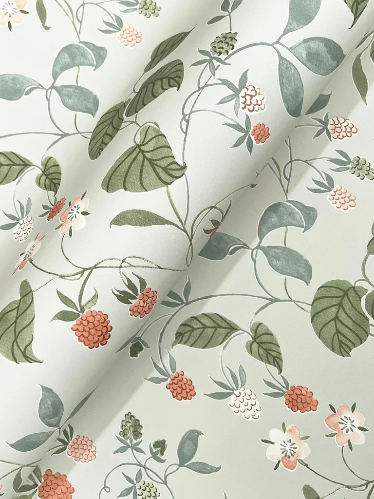 Chesapeake Mercy Berry Vines Wallpaper - Aqua — Image 4
