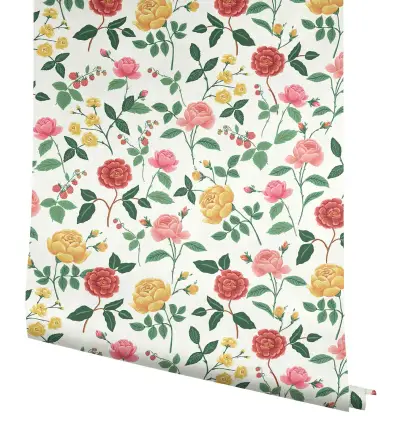Rifle Paper Co. Roses Wallpaper - White & Blush