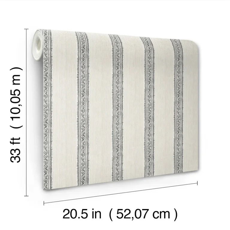 Chesapeake Mandevilla Vine Stripe Wallpaper - Black and Taupe — Ảnh 6