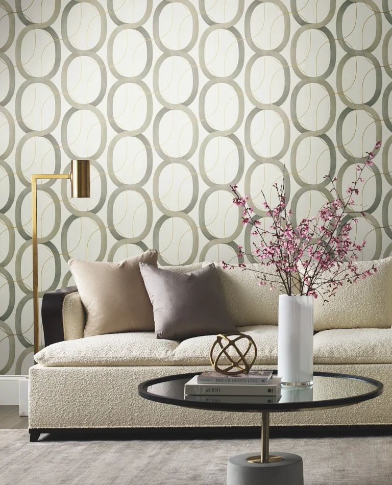 Candice Olson Interlock Peel and Stick Wallpaper - Light Taupe — Ảnh 5
