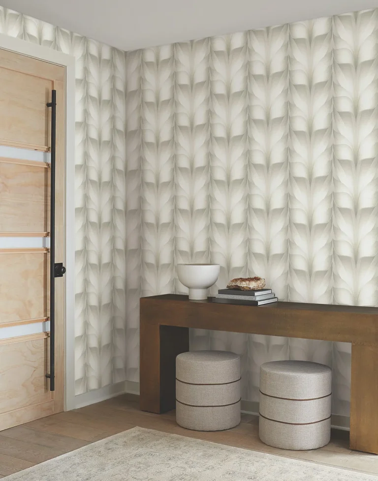 Candice Olson Lotus Light Stripe Wallpaper - White — Ảnh 2