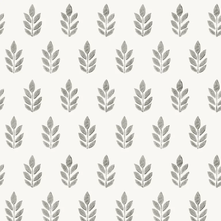Chesapeake Ervic Leaf Block Print Wallpaper - Charcoal — Ảnh 3