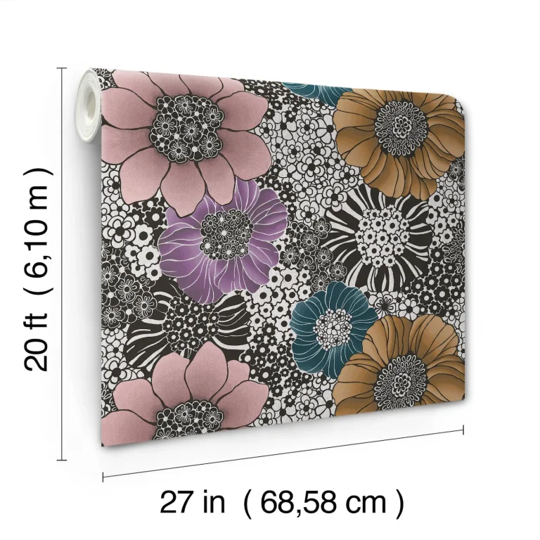 Anemones Peel and Stick Wallpaper - Black — Ảnh 6
