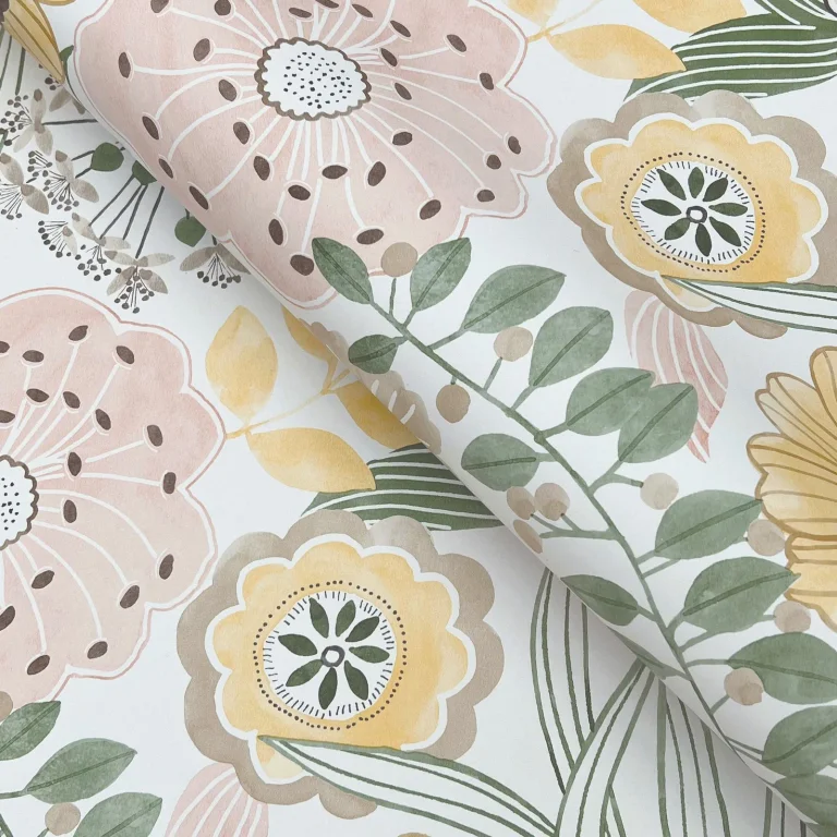 Artistic Bouquet Wallpaper - Coral & Lemon — Ảnh 7