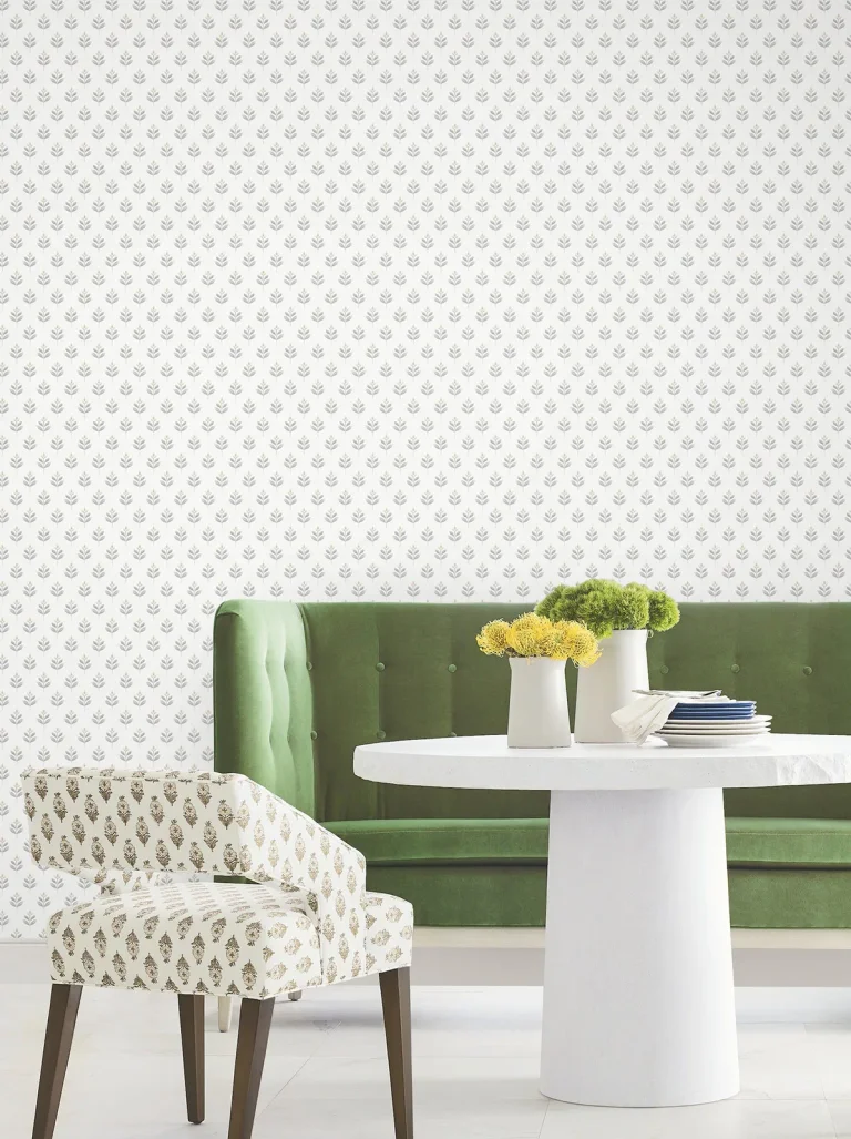 Serene Villa Floral Stamp Wallpaper - Stone — Ảnh 4