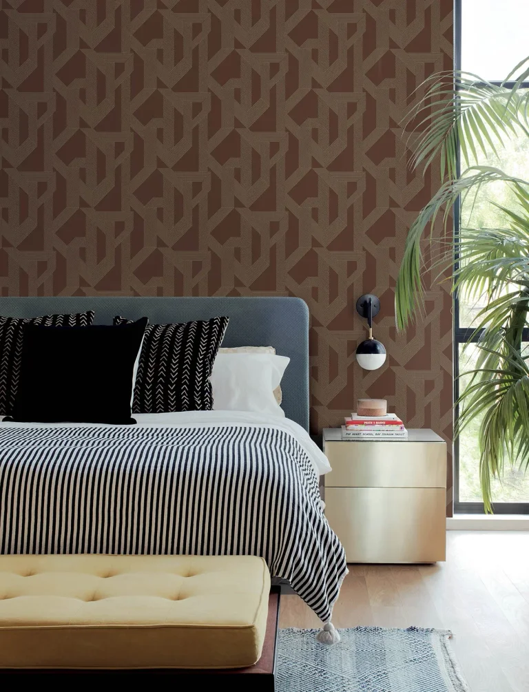Franz Geometric Wallpaper - Maroon — Ảnh 4