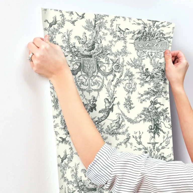 Old World Toile Wallpaper - Black/White — Ảnh 8