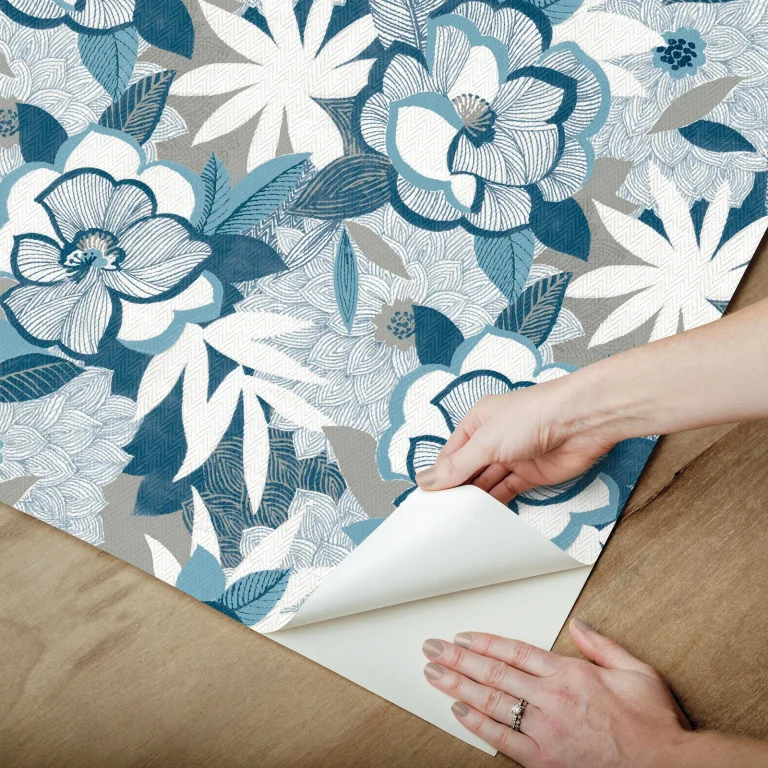 Fantasium Floral Peel and Stick Wallpaper - Blue — Image 4
