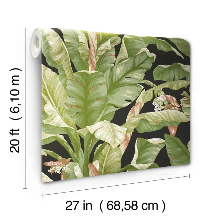 Banana Leaf Peel and Stick Wallpaper - Black/Green — Ảnh 8