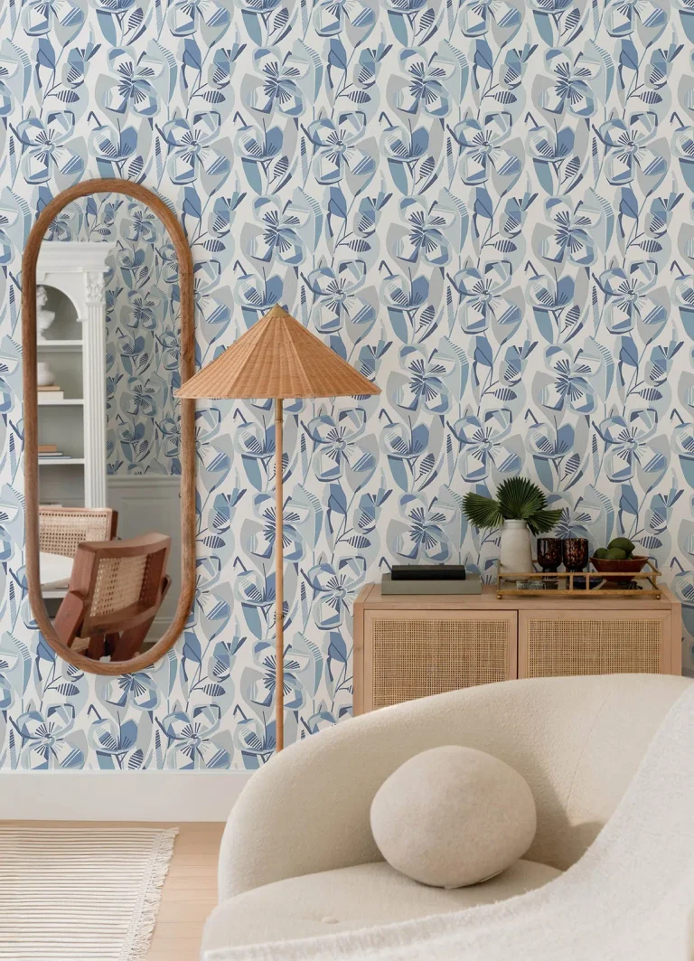 Nathalie Abstract Blooms Wallpaper - Blue — Ảnh 4