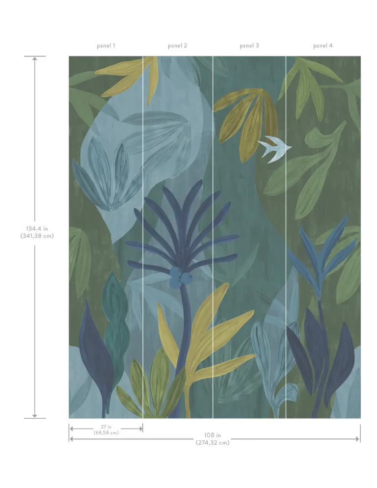 Chambord Gardens Wall Mural - Ultramarine — Image 3