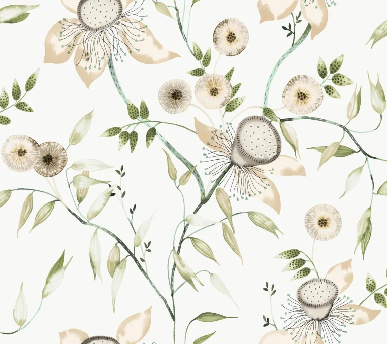 Dream Blossom Wallpaper - White/Green — Ảnh 5