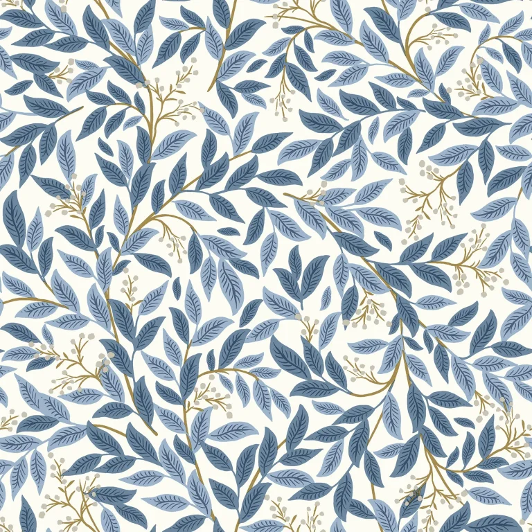 Rifle Paper Co. Willowberry Peel and Stick Wallpaper - Blue & White — Ảnh 3