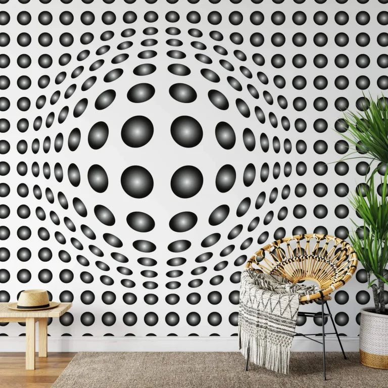Dots Black And White - Wall Mural 5006 - 4 Panel - 192cm x 260cm — Ảnh 2