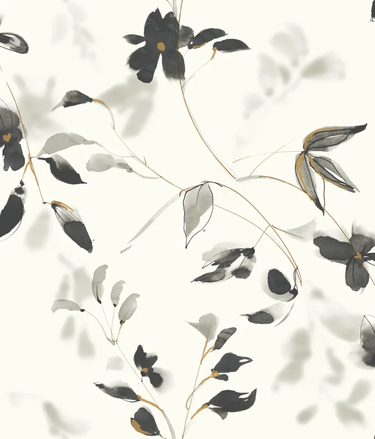 Linden Flower Peel and Stick Wallpaper - Black — Ảnh 5