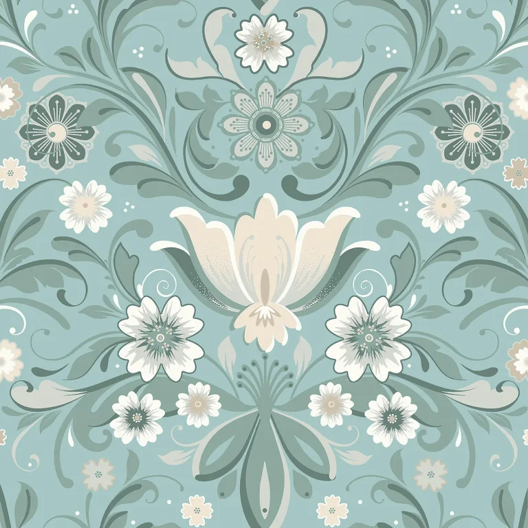 Ostanskar Retro Floral Wallpaper - Turquoise — Ảnh 2