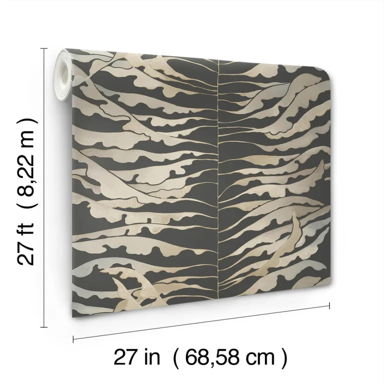 Leaf Column Wallpaper - Black — Ảnh 4