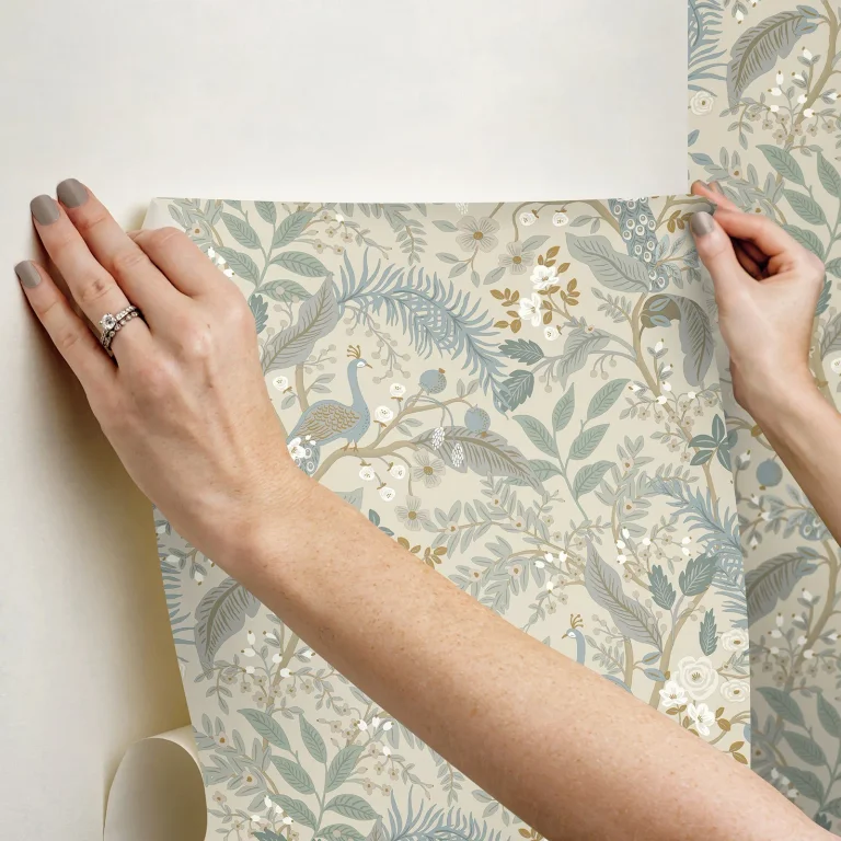 Rifle Paper Co. Peacock Garden Peel and Stick Wallpaper - Linen