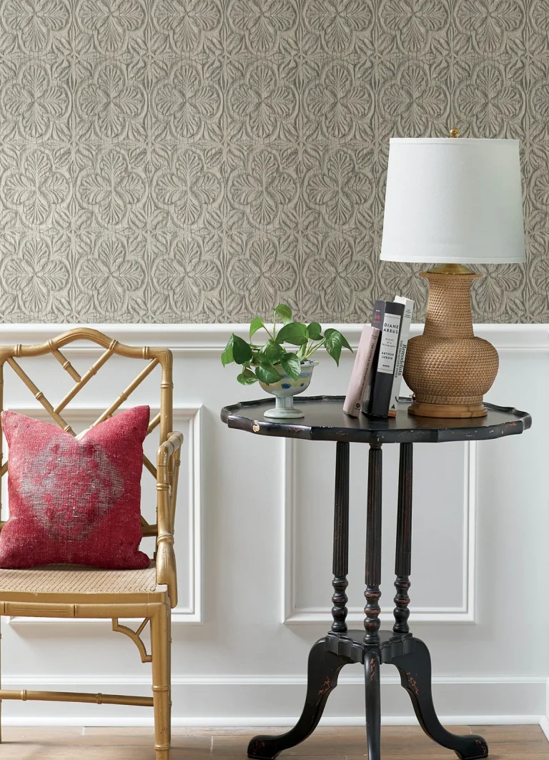 Chesapeake Karachi Wooden Damask Wallpaper - Taupe — Ảnh 3