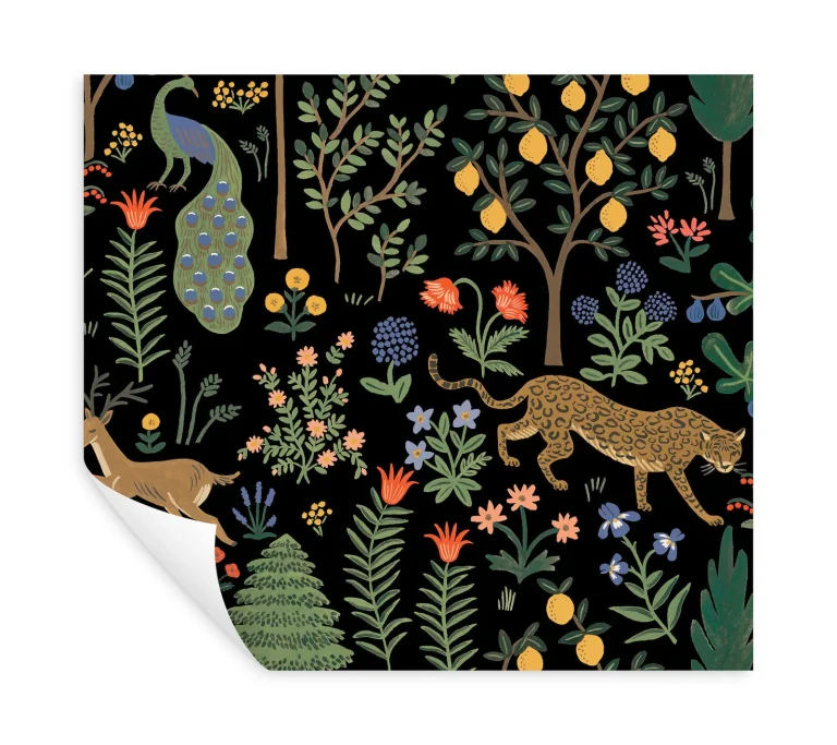 Rifle Paper Co. Menagerie Peel and Stick Wallpaper - Black — Ảnh 3