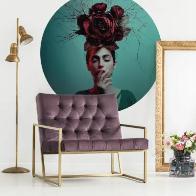 Flowers in Her Hair - Wall Mural 5507 - Round - 144cm diameter