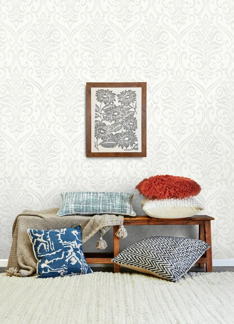 Chesapeake Adavu Damask Wallpaper - Dove — Image 2