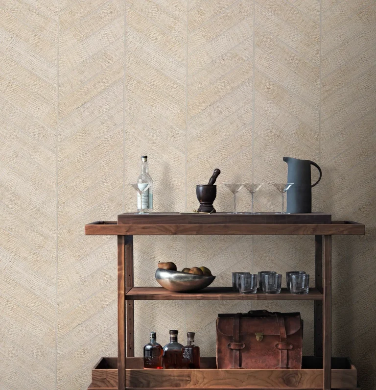 Ronald Redding Atelier Herringbone Wallpaper - Cream — Image 2