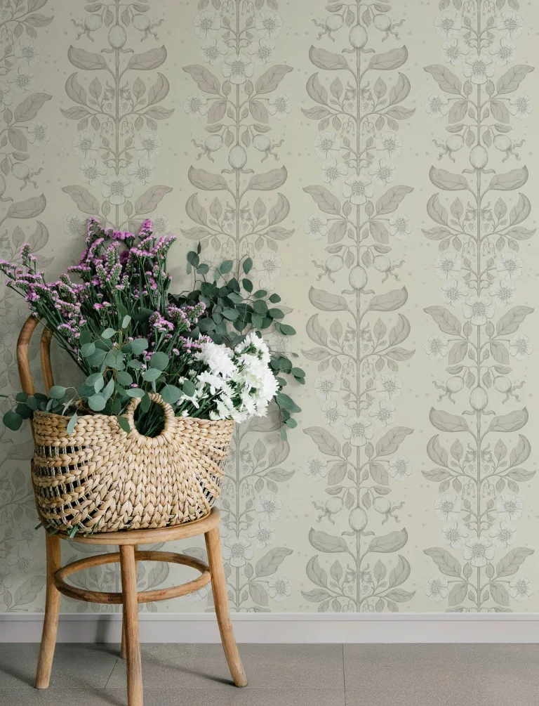 Rosa Floral Columns Wallpaper - Cream — Ảnh 2