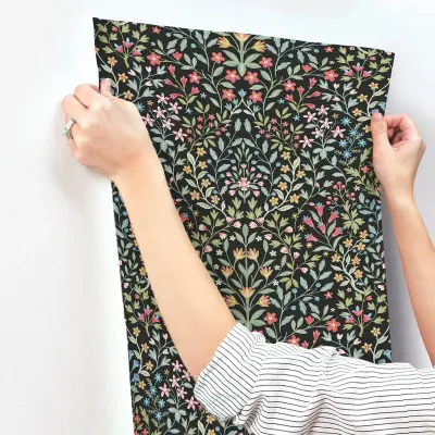 Magnolia Home Garden Terrace Wallpaper - Black/Multi