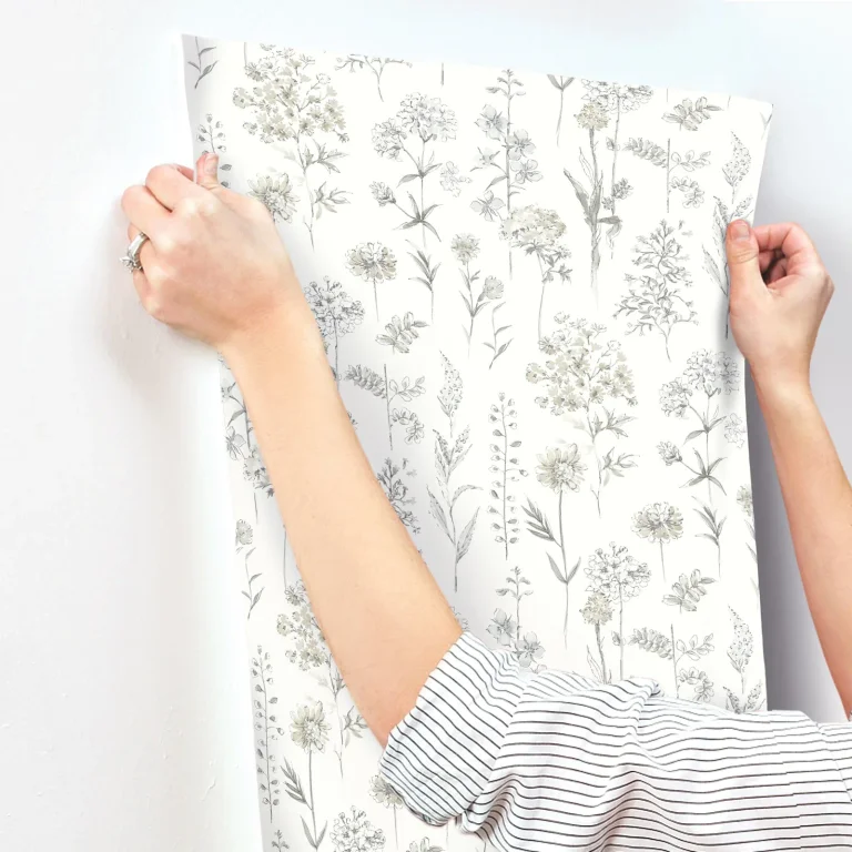 Chesapeake Bergamot Wildflower Wallpaper - Light Grey — Ảnh 4