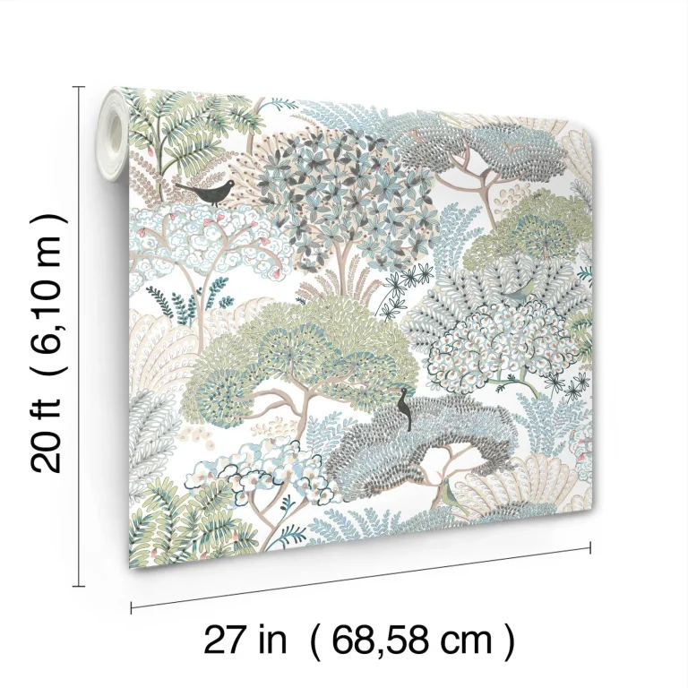 Everbloom Forest Botanical Peel and Stick Wallpaper - Aqua — Ảnh 4