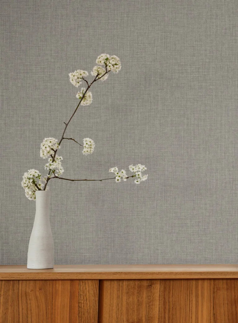 Egyptian Linen Faux Fabric Wallpaper - Ash — Image 3