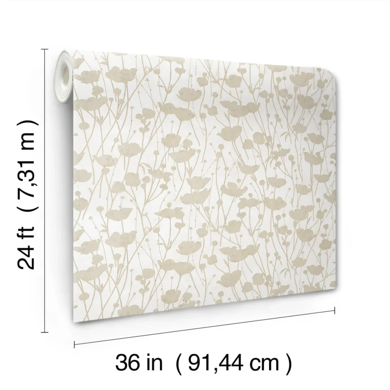 Ronald Redding Shimmering Poppies Wallpaper - White & Gold — Ảnh 2