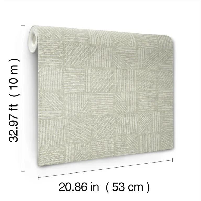 Chiseled Patchwork Faux Fabric Wallpaper - Sage — Image 4
