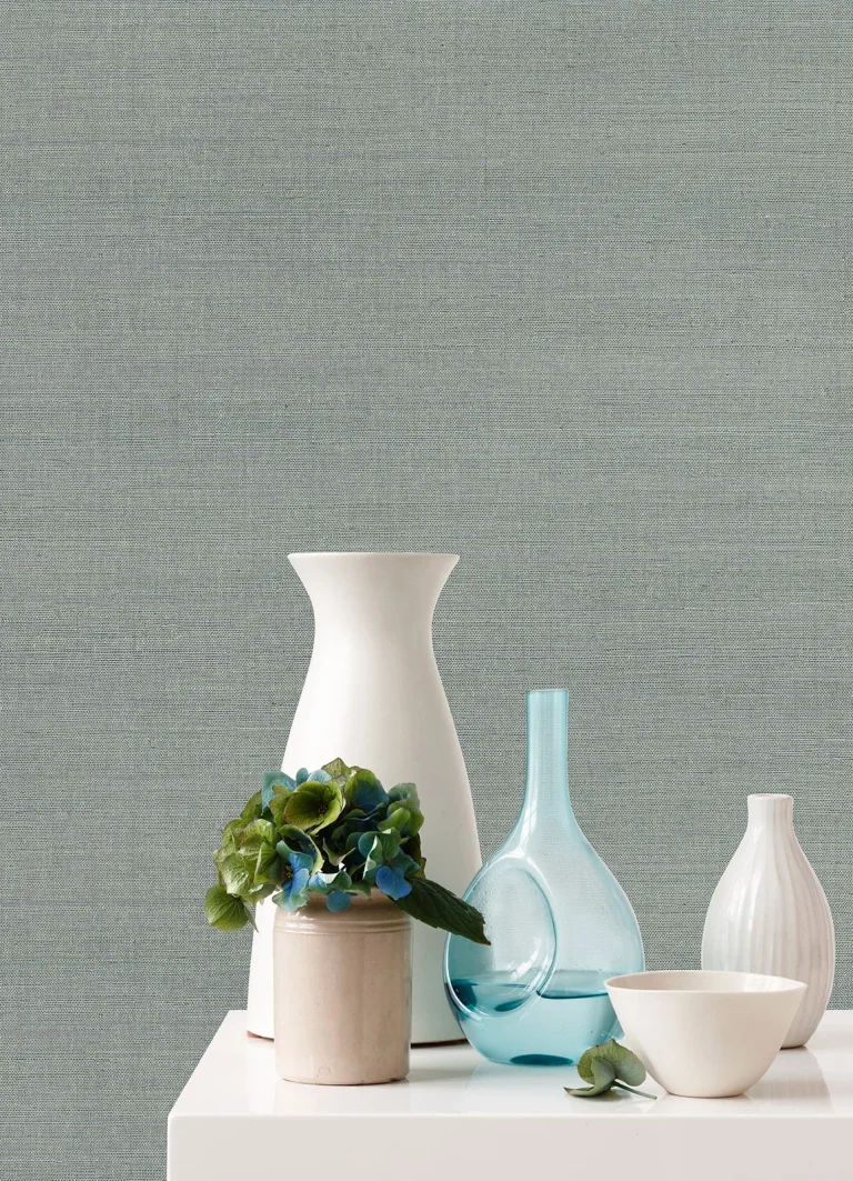 Zhejiang Sisal Grasscloth Wallpaper - Aquamarine — Ảnh 5