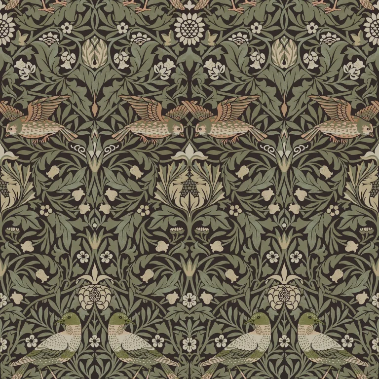 Bird Floral Thicket Wallpaper - Brown — Ảnh 4