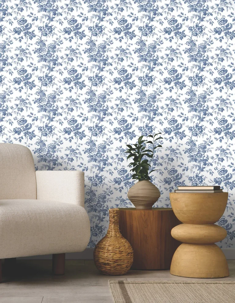 Anemone Toile Wallpaper - Navy — Ảnh 4