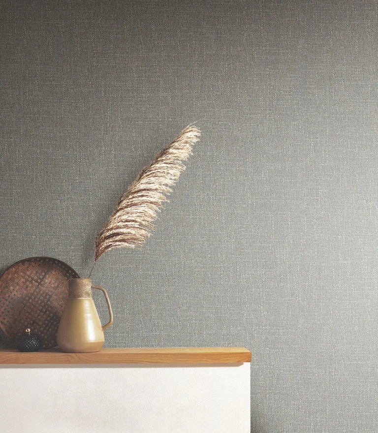 Highland Tweed Faux Fabric Wallpaper - Dark Grey — Ảnh 6