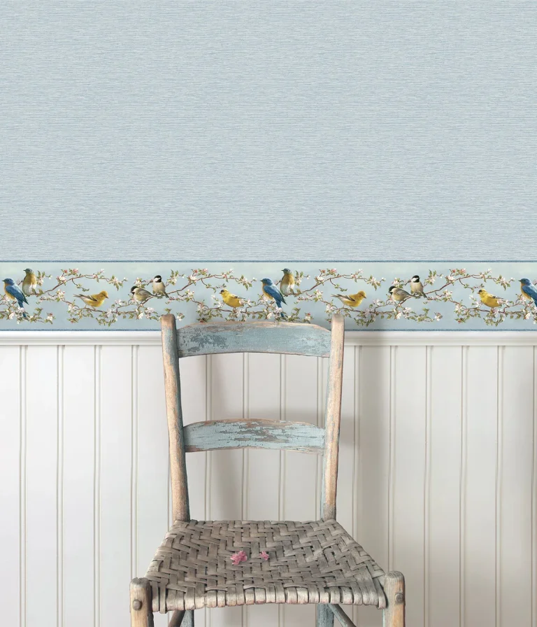 Chesapeake Songbird Trail Wallpaper Border - Sky Blue — Image 3