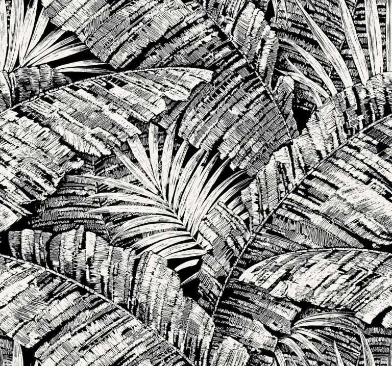 Palm Cove Toile Wallpaper - White/Black — Ảnh 2