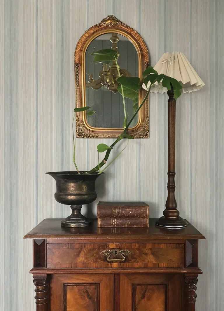 Chris Loves Julia Ames Linen Stripe Wallpaper - Light Blue — Ảnh 2
