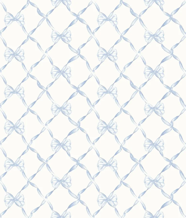 LoveShackFancy Baby Bow Ribbon Trellis Wallpaper - Light Blue — Ảnh 3