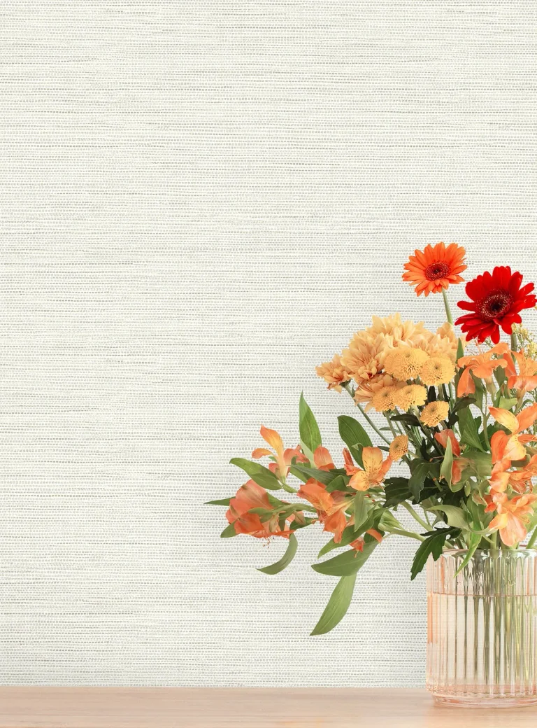 Agave Faux Grasscloth Wallpaper - Neutral on White — Ảnh 2
