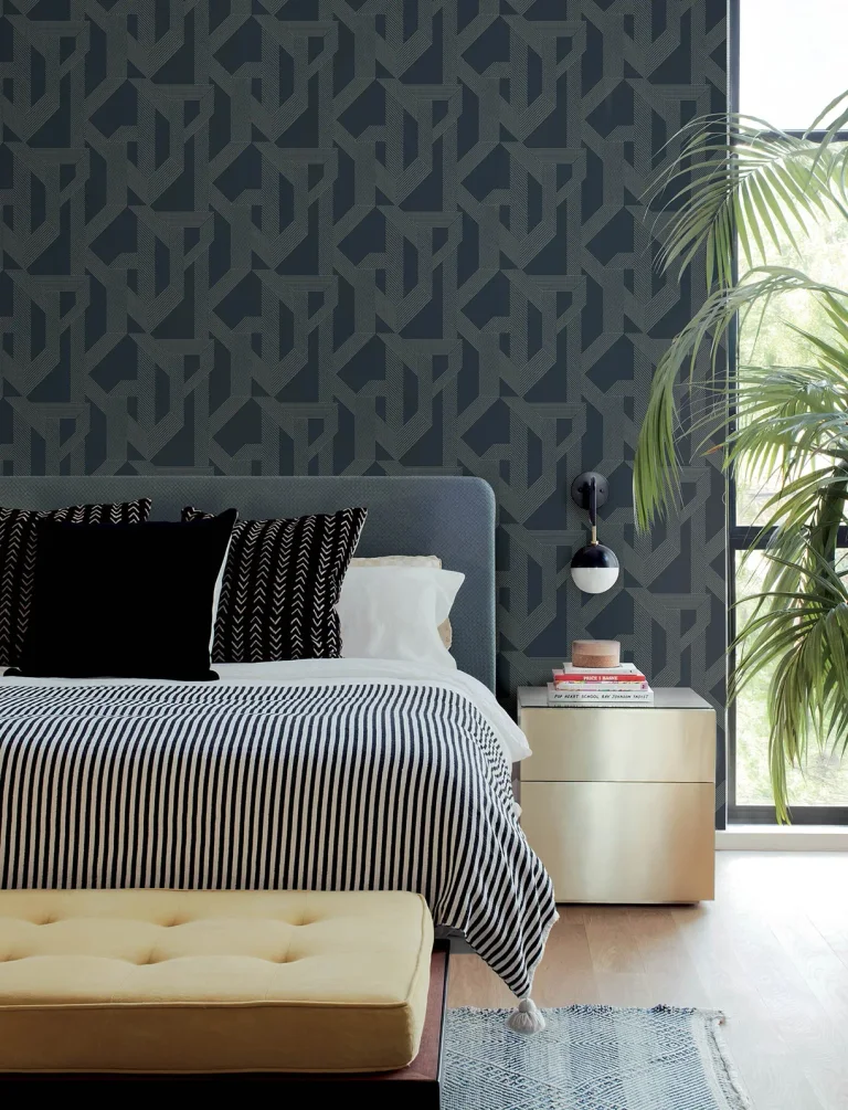 Franz Geometric Wallpaper - Navy — Ảnh 5
