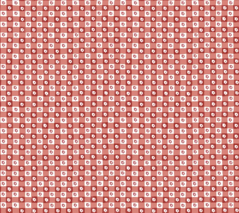 Rifle Paper Co. Daisy Gingham Floral Check Peel and Stick Wallpaper - Red — Ảnh 5