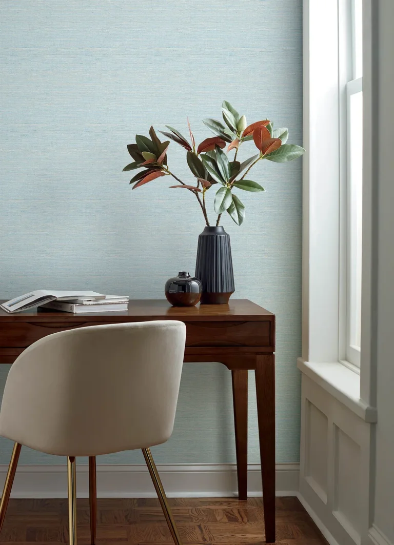 Chesapeake Agave Faux Grasscloth Wallpaper - Sky Blue — Ảnh 2