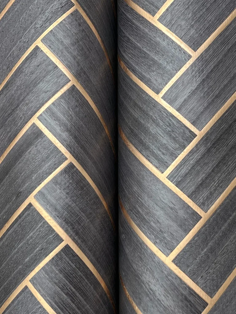 Ronald Redding Herringbone Wood Veneer Wallpaper - Graphite