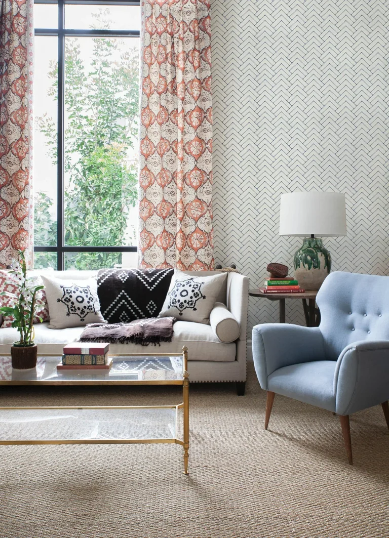 Chesapeake Oswin Tiered Herringbone Wallpaper - Navy — Ảnh 4